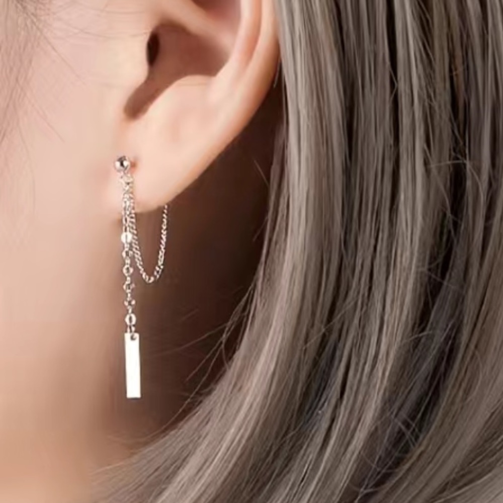 Sterling silver chain drop earrings - Picture 1 of 3